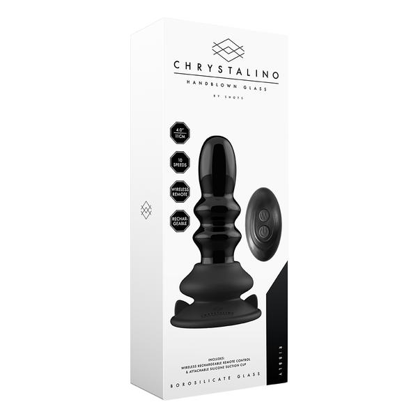 RIBBLY - GLASS VIBRATOR - WITH SUCTION CUP AND REMOTE - RECHARGEABLE - 10 VELOCIDADES - NEGRO - imagen 1