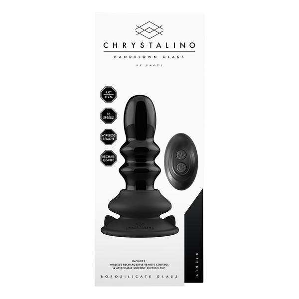 RIBBLY - GLASS VIBRATOR - WITH SUCTION CUP AND REMOTE - RECHARGEABLE - 10 VELOCIDADES - NEGRO - imagen 2