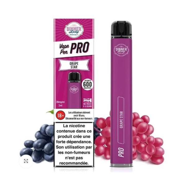 DINNER LADY PRO XL VAPEADOR GRAPE STAR SIN NICOTINA 1UN