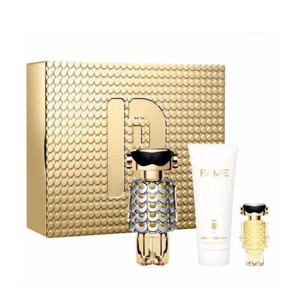 PACO RABANNE FAME EAU DE PARFUM 80ML + LOCION CORPORAL PERFUMADA 100ML + MINIATURA 4ML